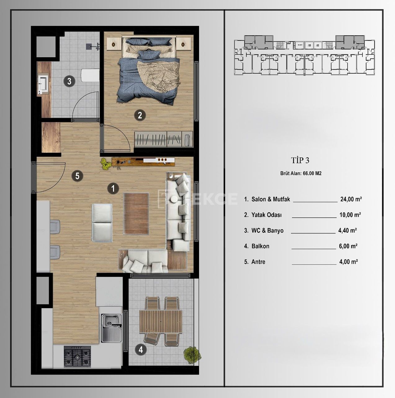 Апартаменты Эрдемли, Турция, 66 м² - фото 17