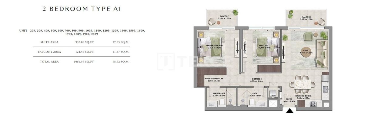 Апартаменты в Дубае, ОАЭ, 188 м² - фото 14