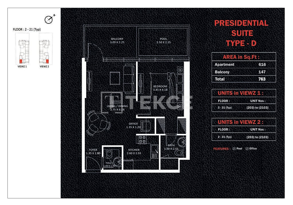 Апартаменты в Дубае, ОАЭ, 74 м² - фото 17