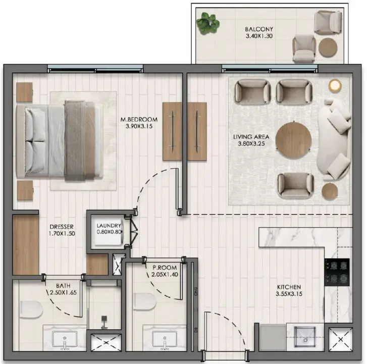 Квартира в Дубае, ОАЭ, 57 м² - фото 12