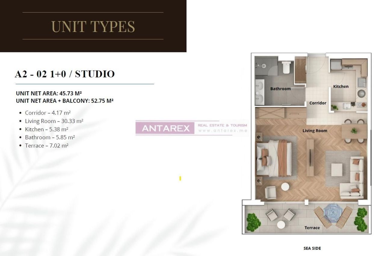 Апартаменты в Дженовичах, Черногория, 75 м² - фото 14
