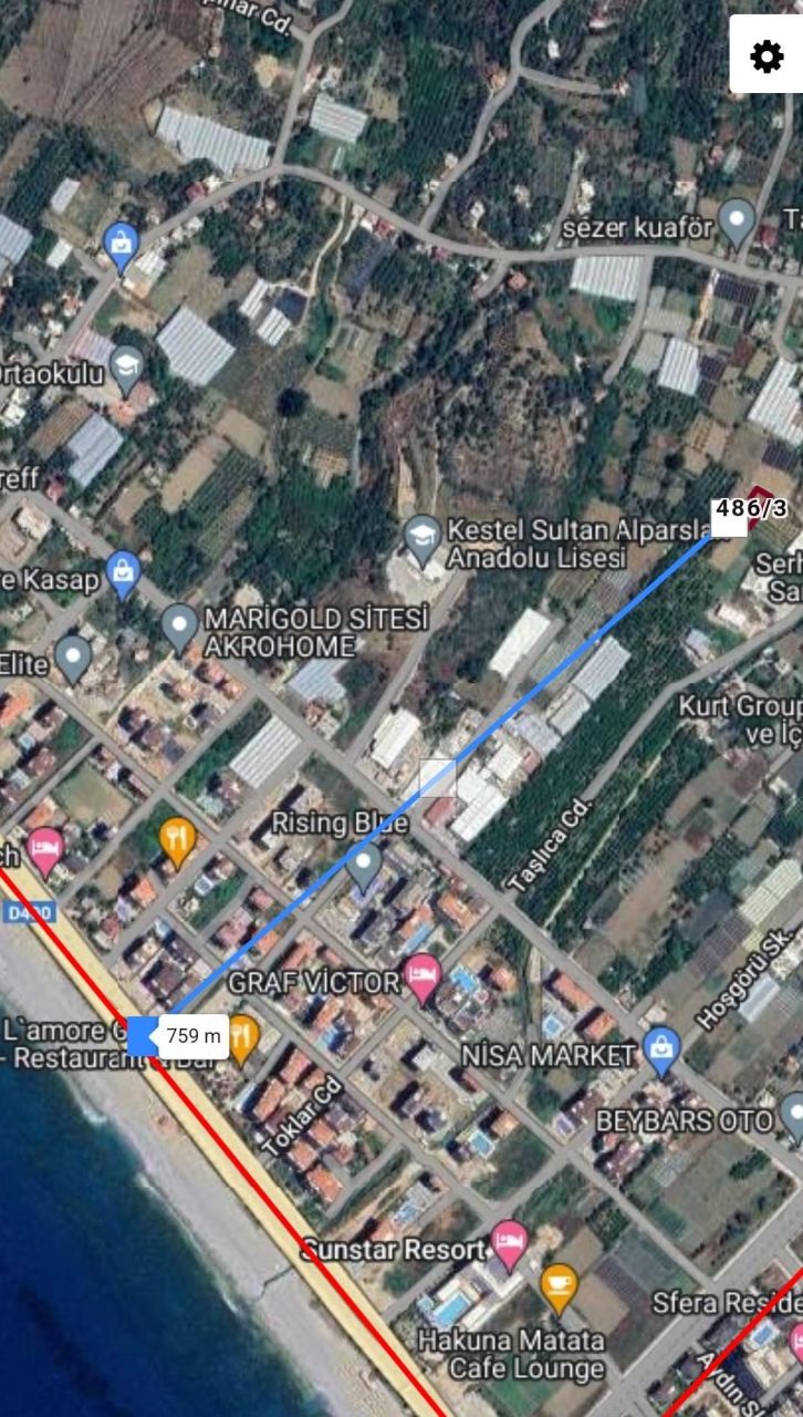 Земля в Кестеле, Турция, 554 м² - фото 1