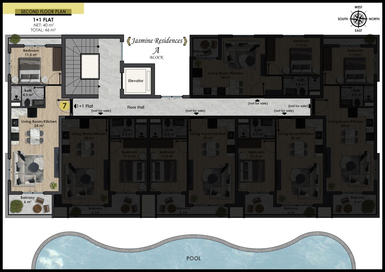 Квартира в Алании, Турция, 46 м² - фото 4