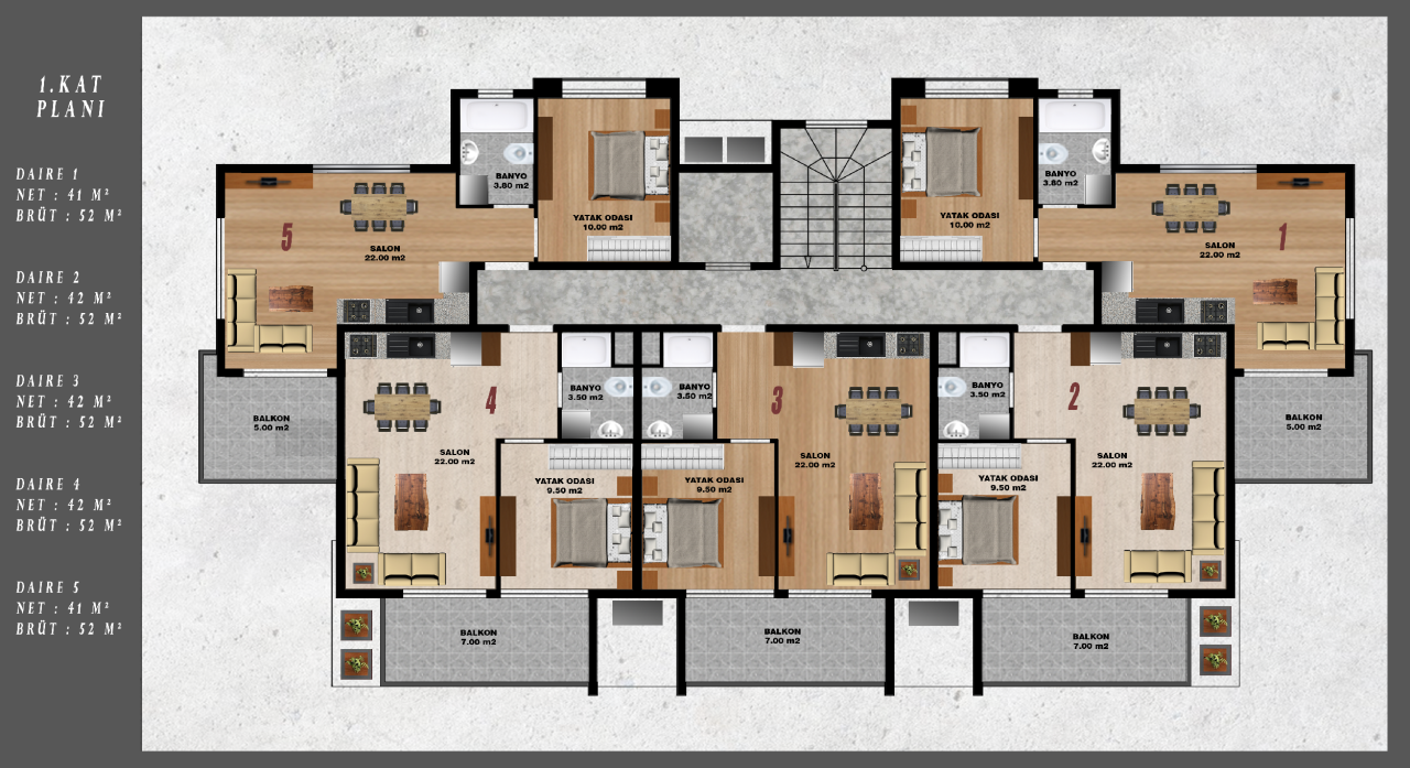 Квартира в Алании, Турция, 52 м² - фото 5