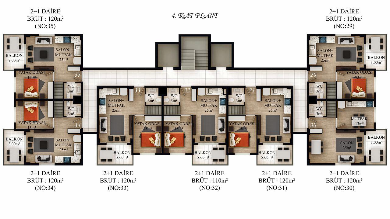 Квартира в Алании, Турция, 50 м² - фото 6