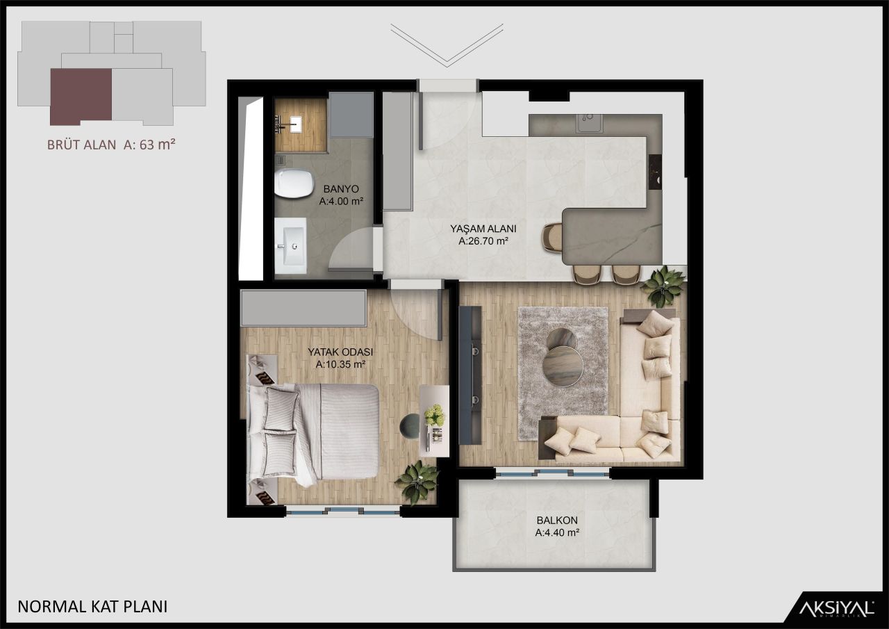Квартира в Алании, Турция, 50 м² - фото 7