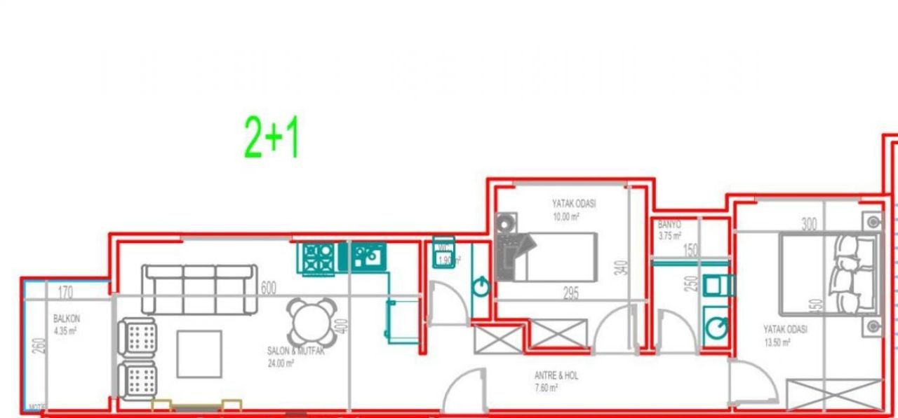 Квартира в Алании, Турция, 70 м² - фото 8