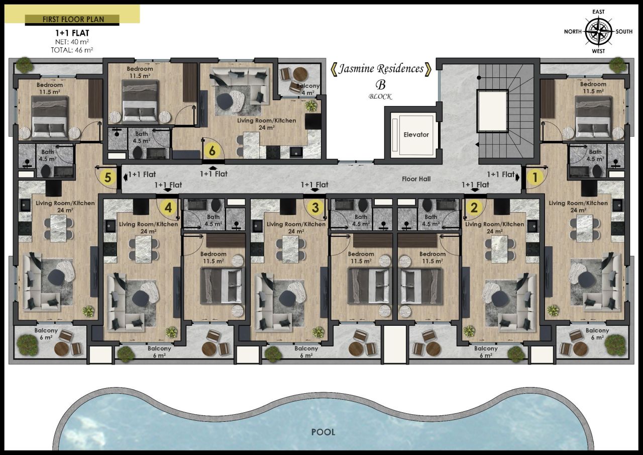Квартира в Алании, Турция, 46 м² - фото 11