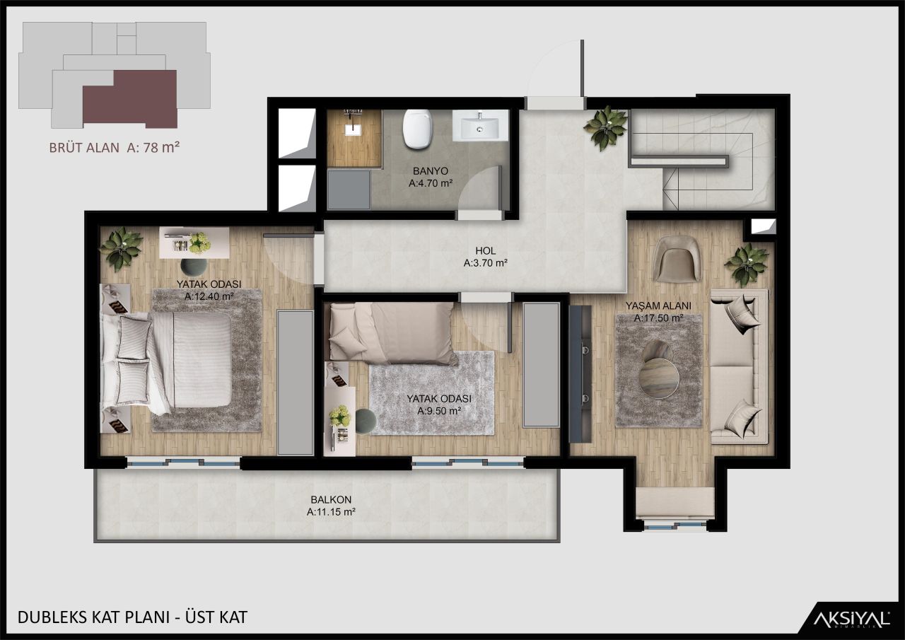 Квартира в Алании, Турция, 50 м² - фото 11