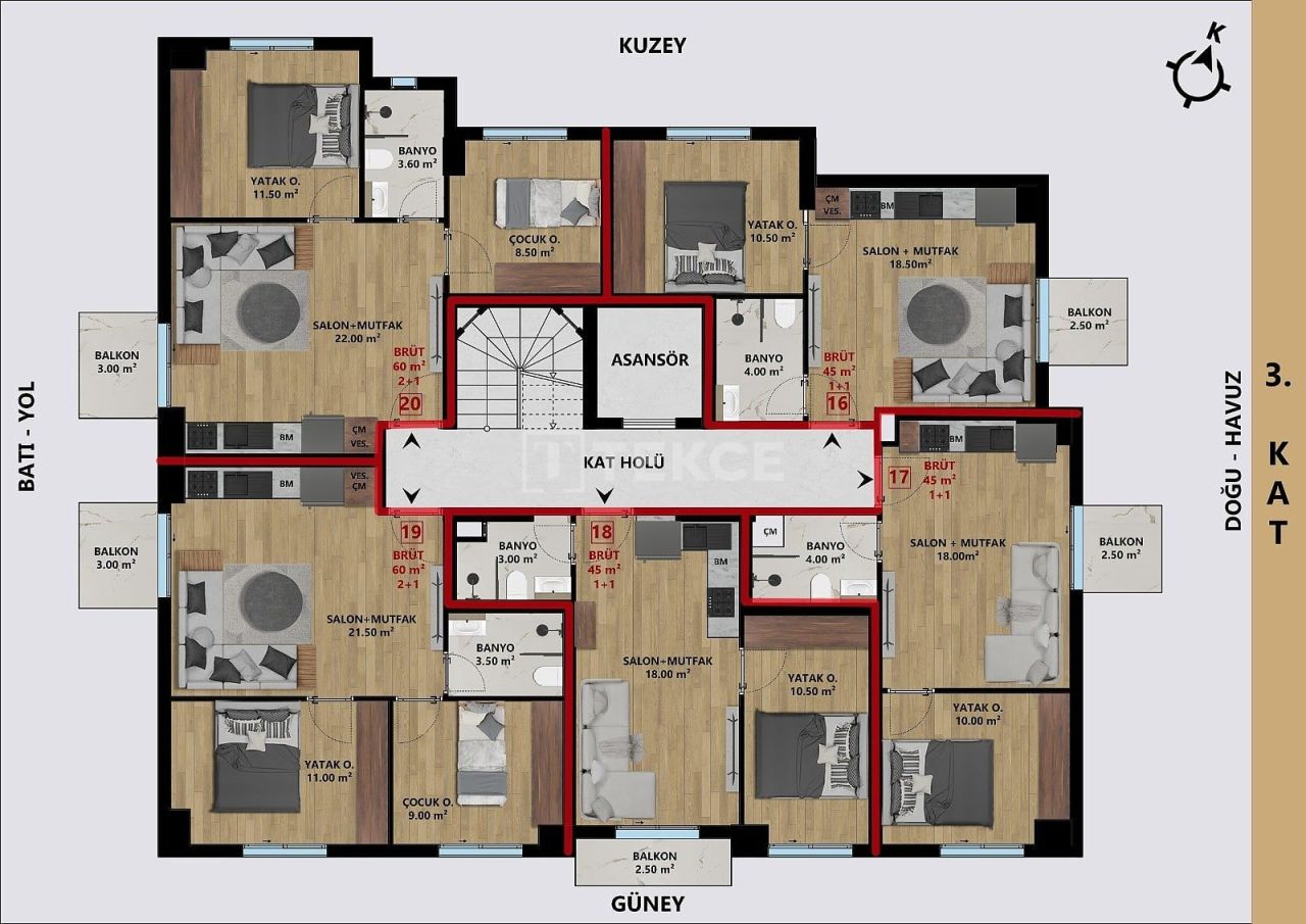Апартаменты в Анталии, Турция, 65 м² - фото 12