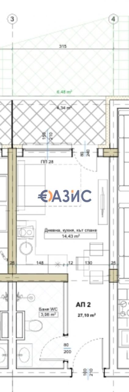 Апартаменты в Китене, Болгария, 35.8 м² - фото 2
