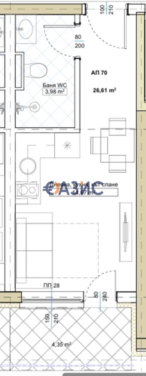 Апартаменты в Китене, Болгария, 34.7 м² - фото 3