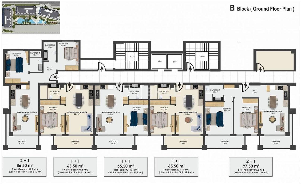 Апартаменты в Алании, Турция, 70 м² - фото 16