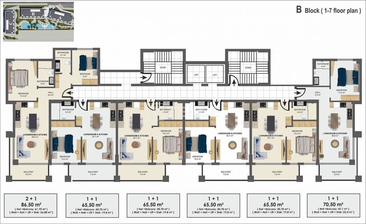 Апартаменты в Алании, Турция, 70 м² - фото 18