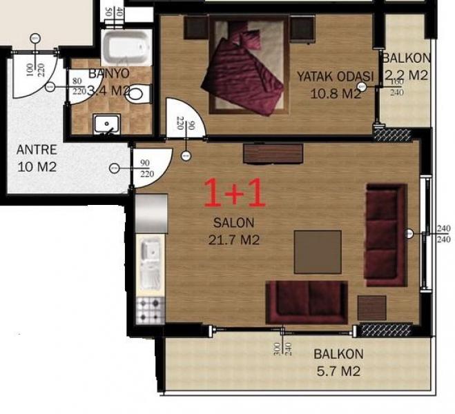 Квартира в Алании, Турция, 55 м² - фото 17