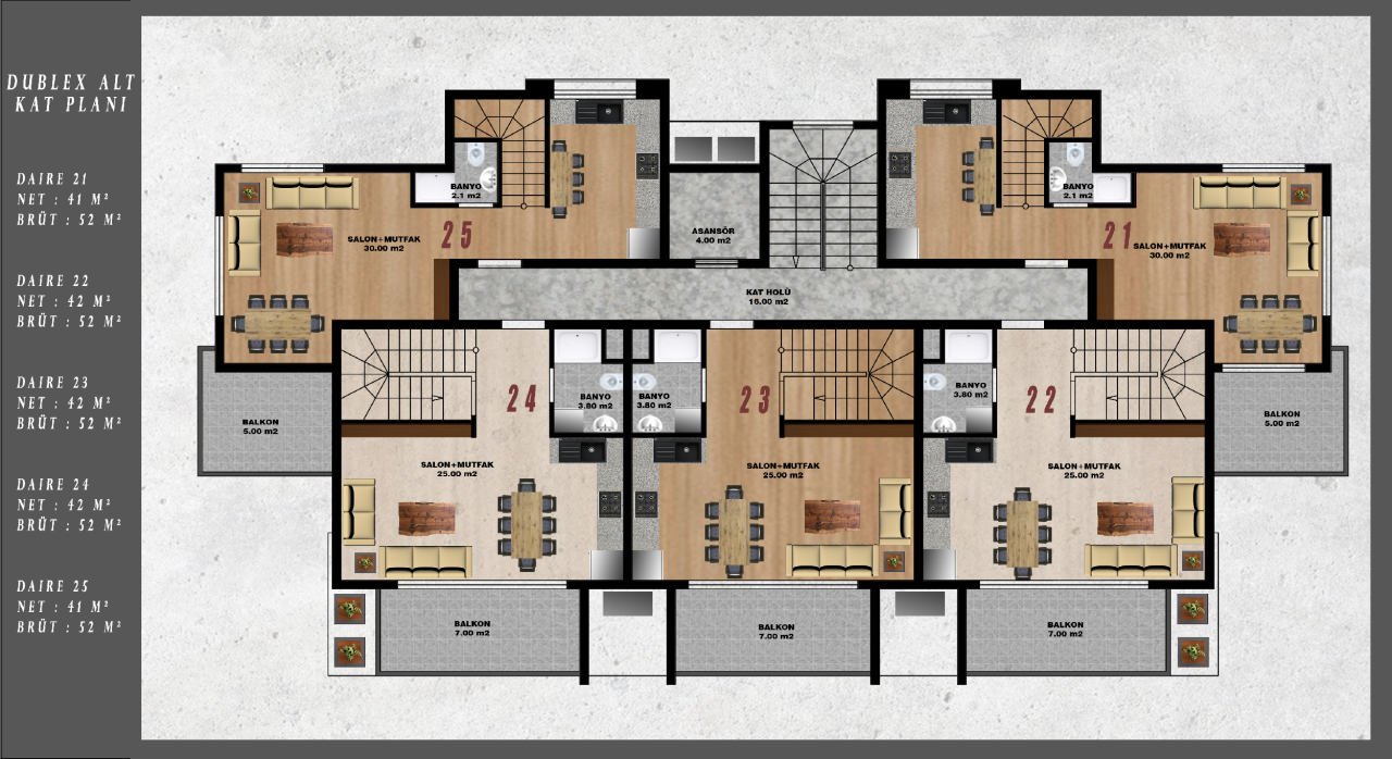 Квартира в Алании, Турция, 52 м² - фото 17