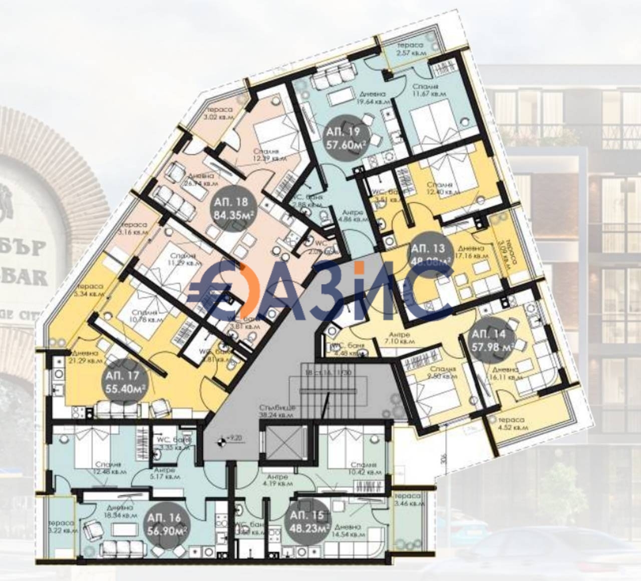 Апартаменты в Несебре, Болгария, 84.4 м² - фото 16