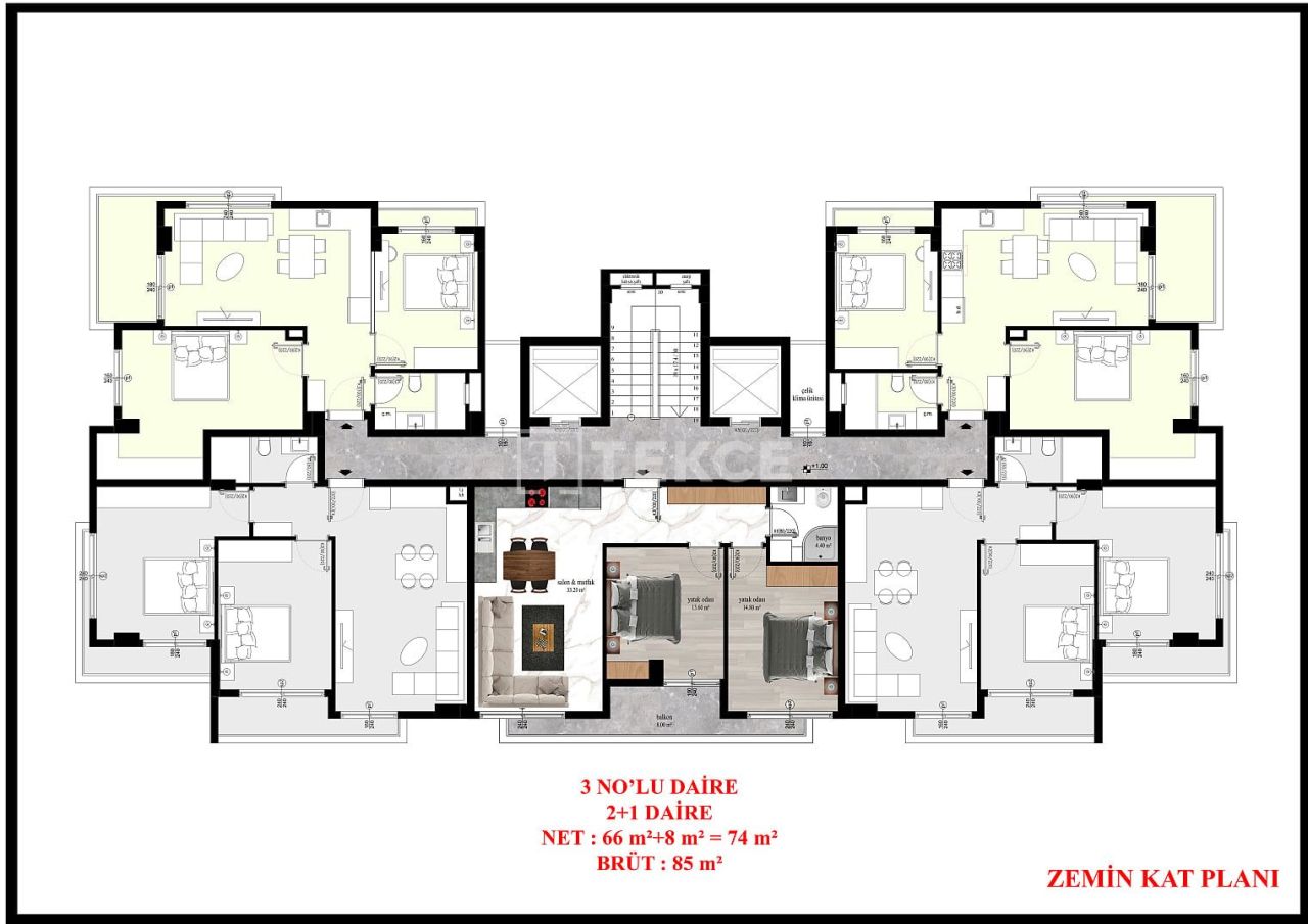 Апартаменты в Алании, Турция, 57 м² - фото 18