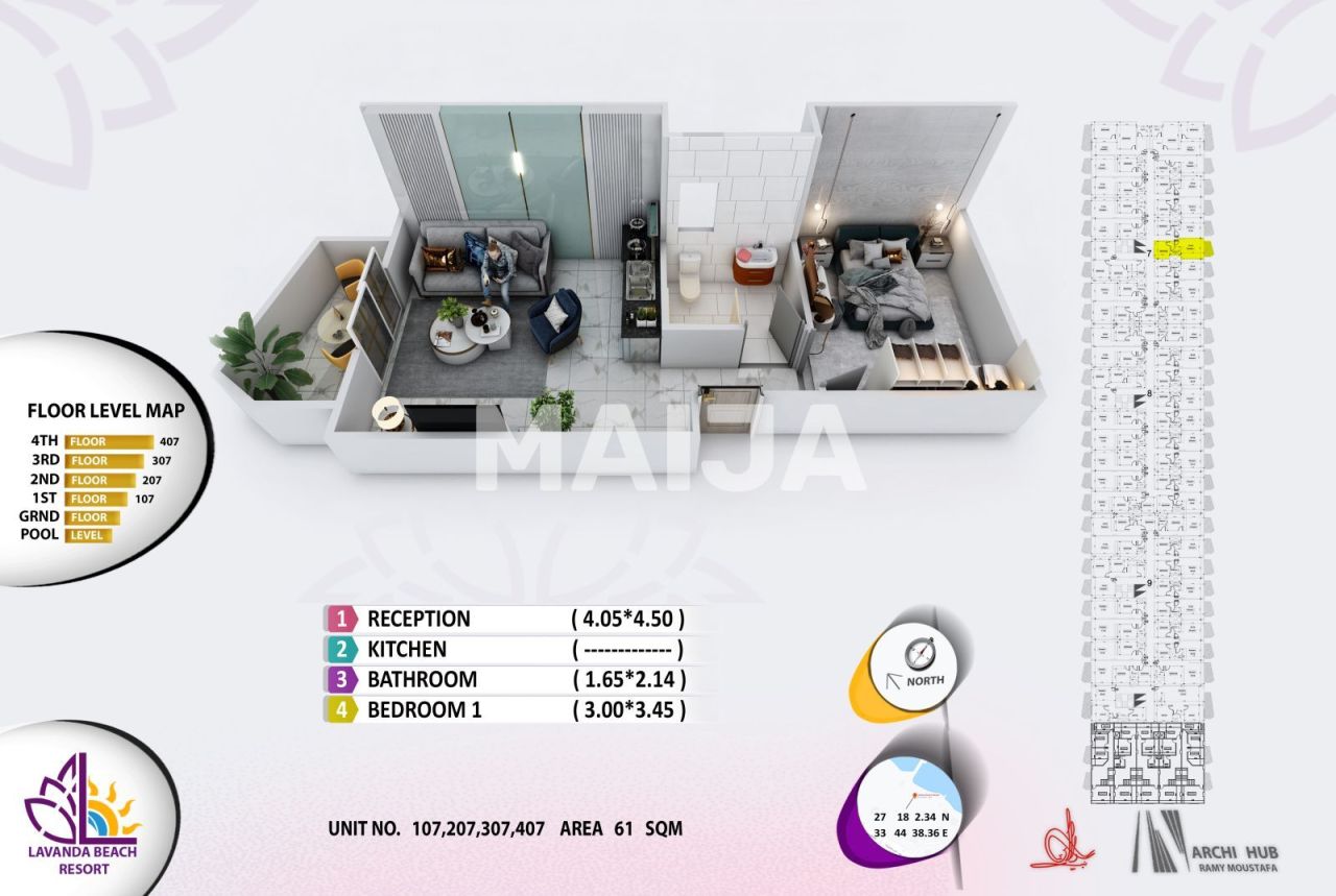 Апартаменты в Хургаде, Египет, 55 м² - фото 2