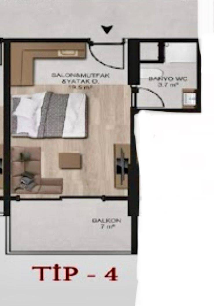 Квартира в Мерсине, Турция, 40 м² - фото 3