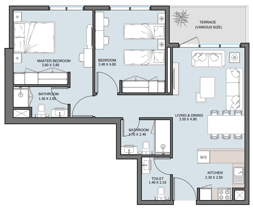 Квартира в Абу-Даби, ОАЭ, 85 м² - фото 10