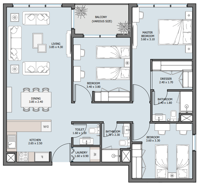 Квартира в Абу-Даби, ОАЭ, 110 м² - фото 11