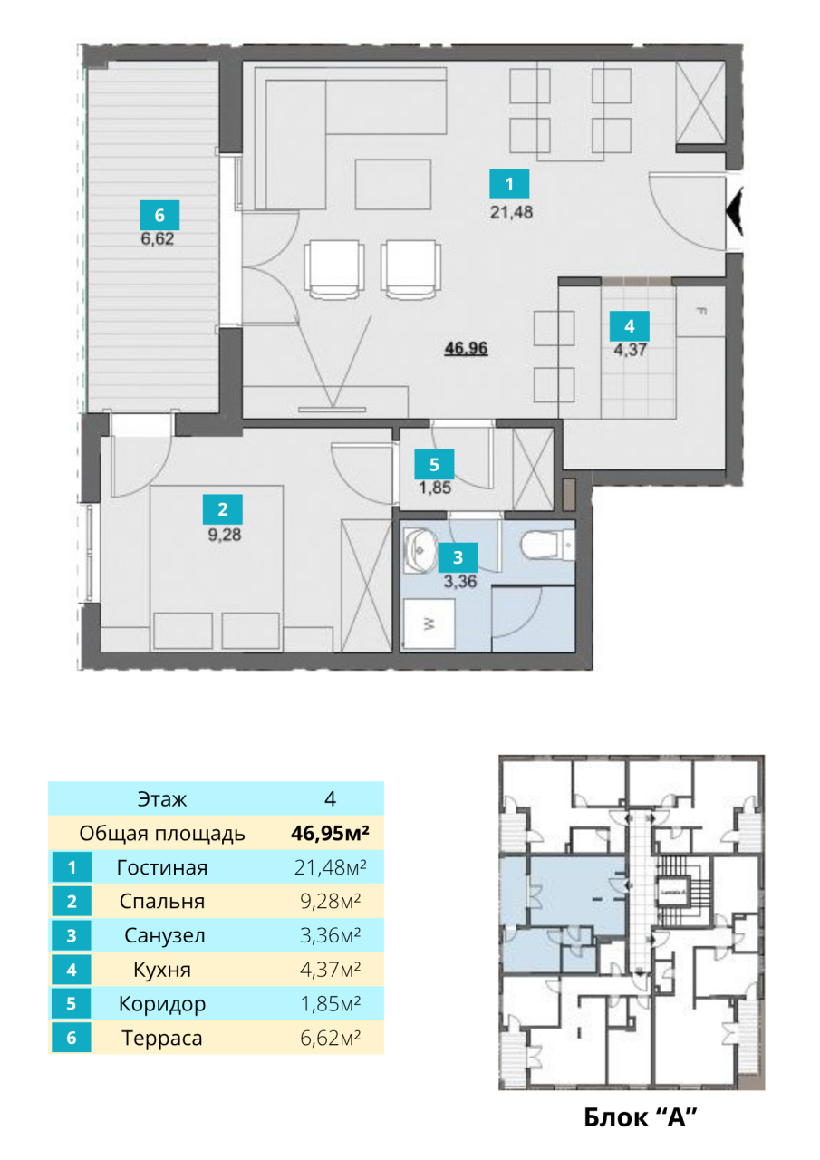 Квартира в Тивате, Черногория, 47 м² - фото 7