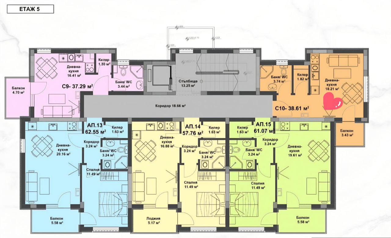 Квартира на Солнечном берегу, Болгария, 38 м² - фото 9