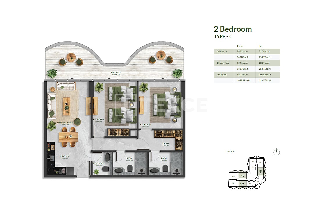 Апартаменты Остров Аль-Марджан, ОАЭ, 103 м² - фото 18