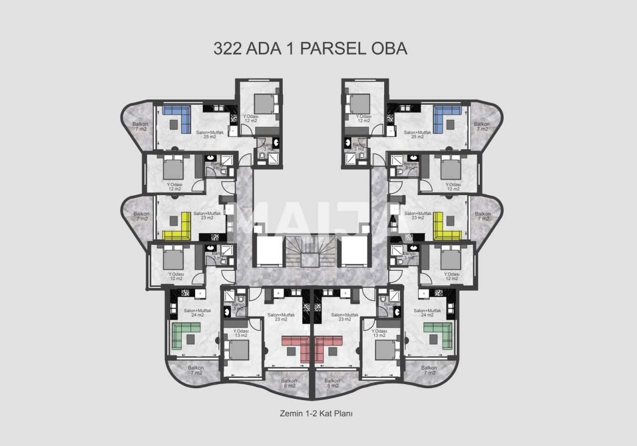 Апартаменты в Алании, Турция, 55 м² - фото 2