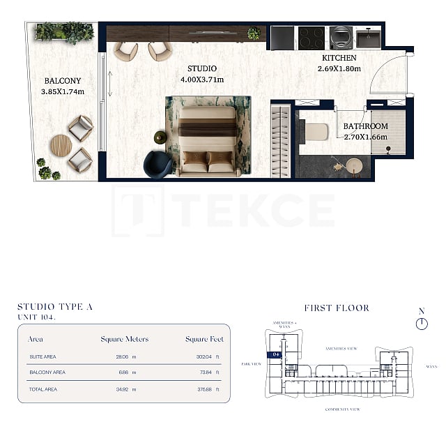 Апартаменты Остров Аль-Марджан, ОАЭ, 70 м² - фото 17