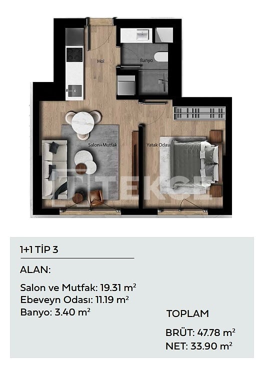 Апартаменты в Стамбуле, Турция, 43 м² - фото 18