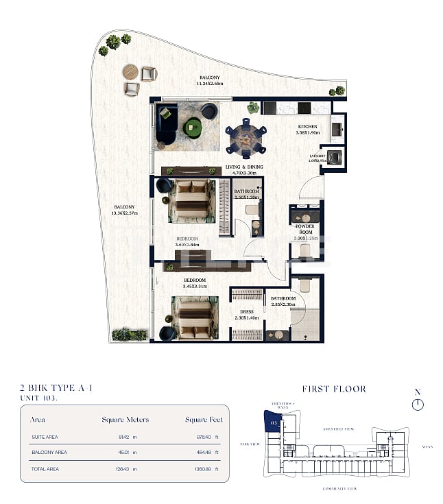 Апартаменты Остров Аль-Марджан, ОАЭ, 101 м² - фото 19