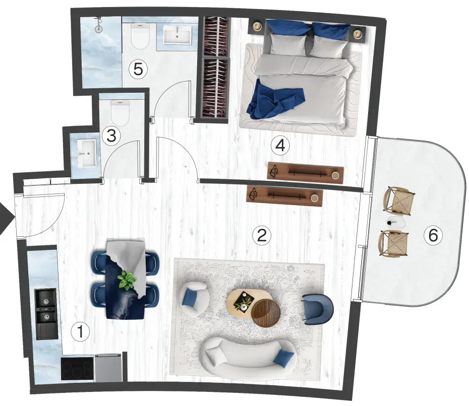 Квартира в Рас-эль-Хайме, ОАЭ, 56.7 м² - фото 12