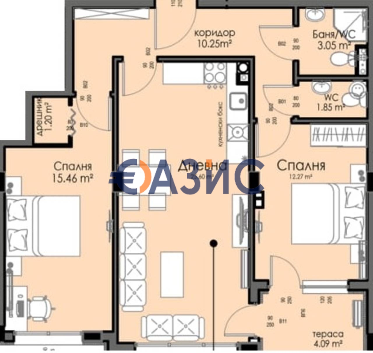 Апартаменты в Бургасе, Болгария, 96.1 м² - фото 5