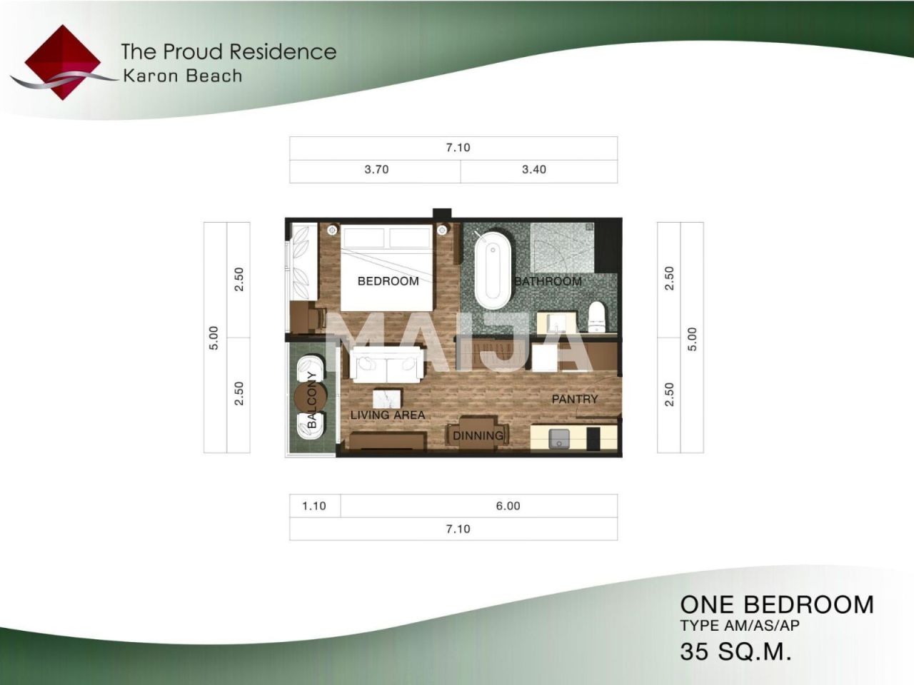 Апартаменты на острове Пхукет, Таиланд, 35 м² - фото 2