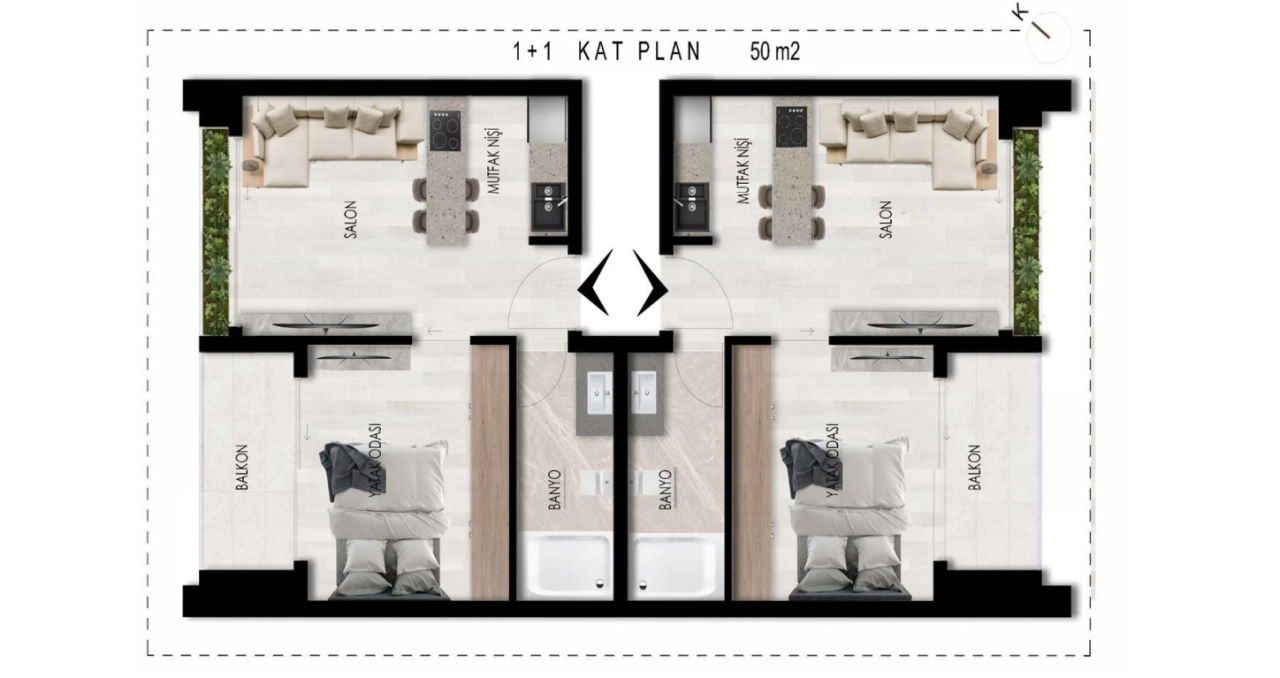 Квартира в Анталии, Турция, 50 м² - фото 1