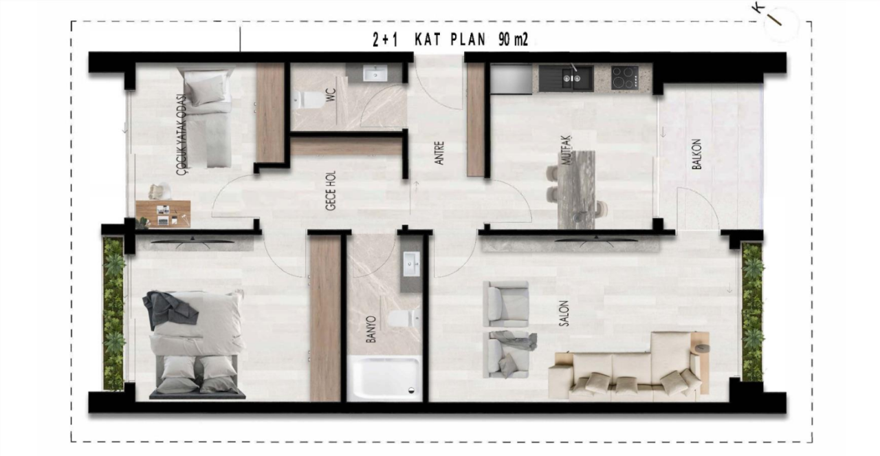 Квартира в Анталии, Турция, 90 м² - фото 1