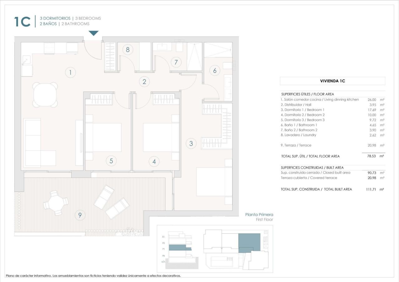 Апартаменты в Бенихофаре, Испания, 90 м² - фото 6
