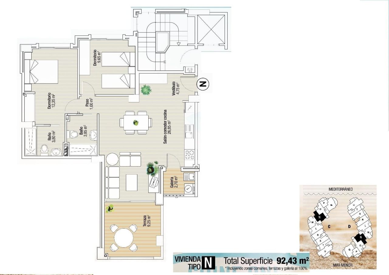 Апартаменты в Ла-Манга-дель-Мар-Меноре, Испания, 92 м² - фото 16