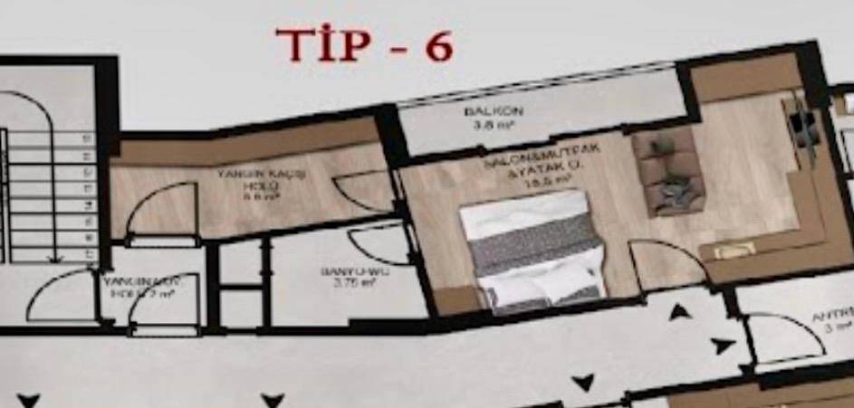 Квартира в Мерсине, Турция, 48 м² - фото 4