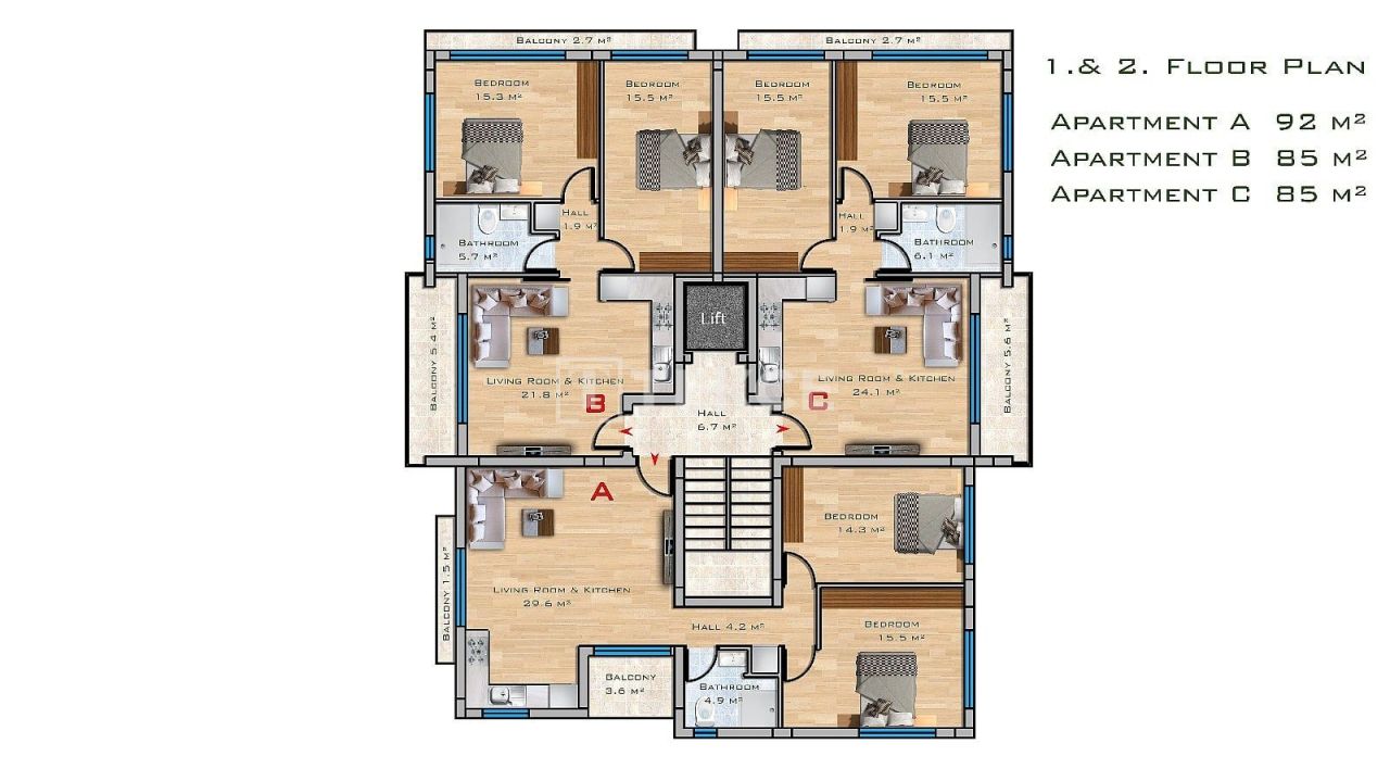 Апартаменты в Газимагусе, Кипр, 135 м² - фото 19