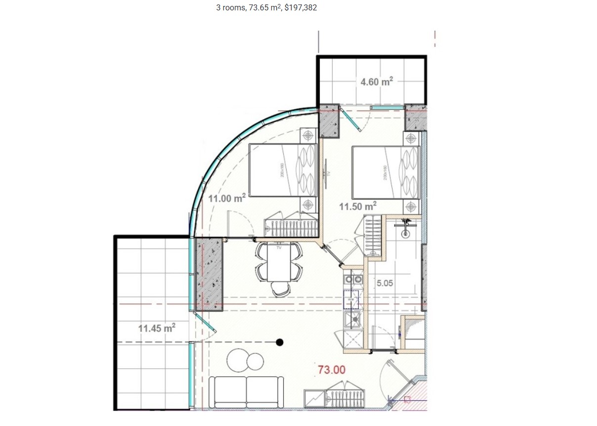 Апартаменты в Кобулети, Грузия, 64 м² - фото 6
