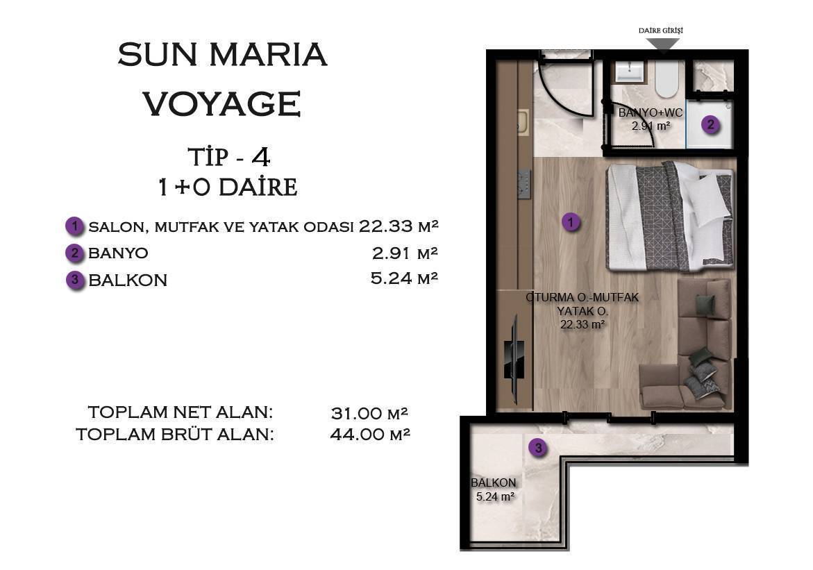 Квартира в Мерсине, Турция, 43 м² - фото 15