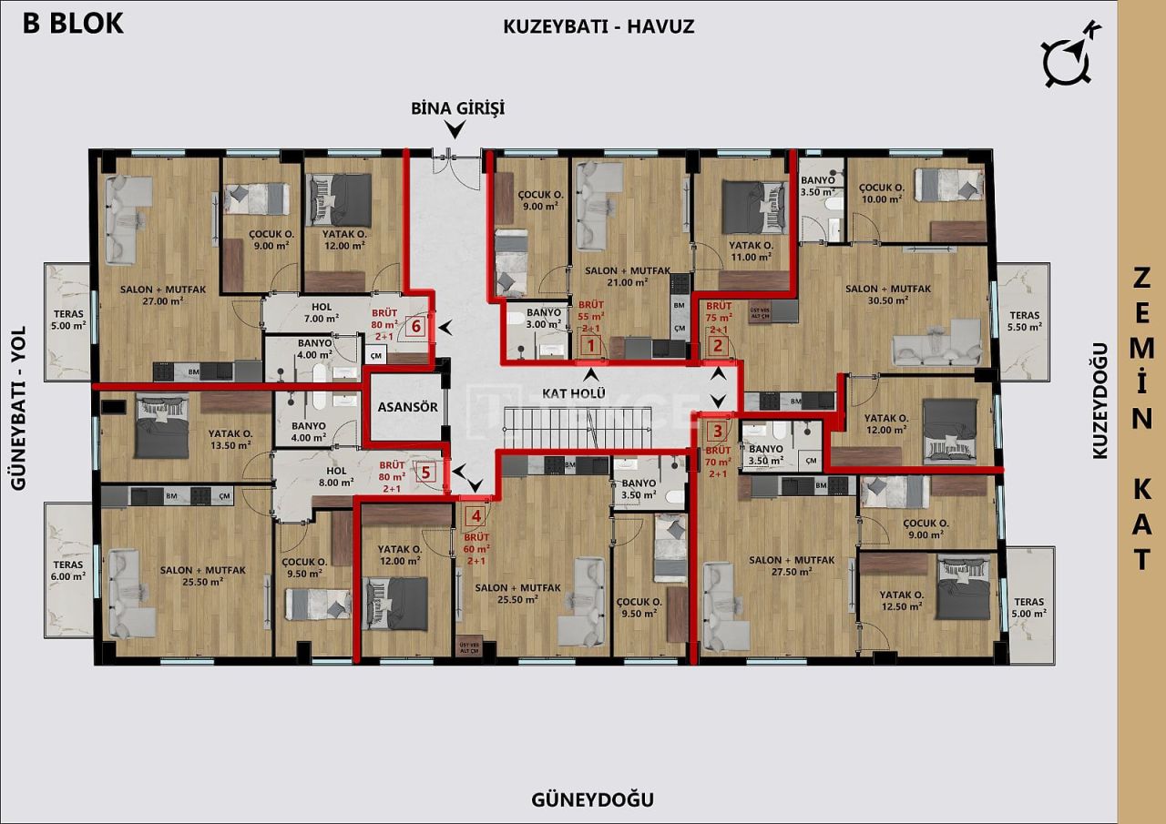 Апартаменты в Анталии, Турция, 55 м² - фото 15