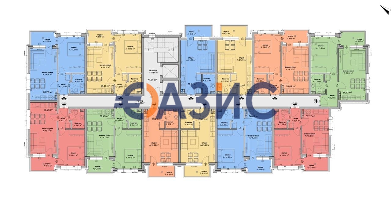 Апартаменты на Солнечном берегу, Болгария, 63.6 м² - фото 11