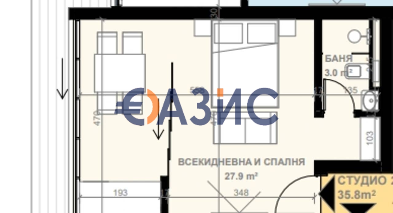 Апартаменты в Святом Власе, Болгария, 41.4 м² - фото 3