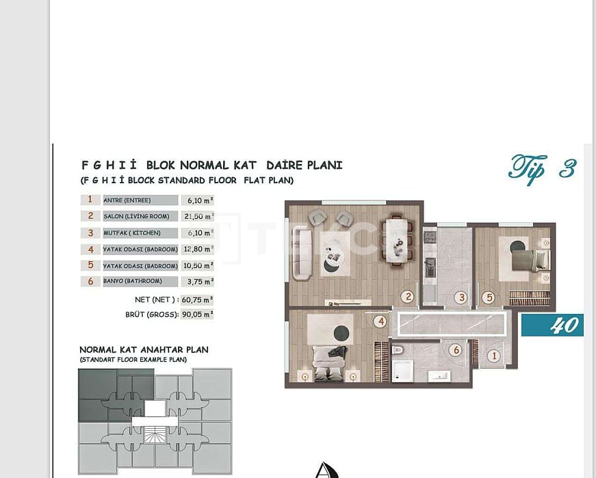 Апартаменты в Стамбуле, Турция, 75 м² - фото 17