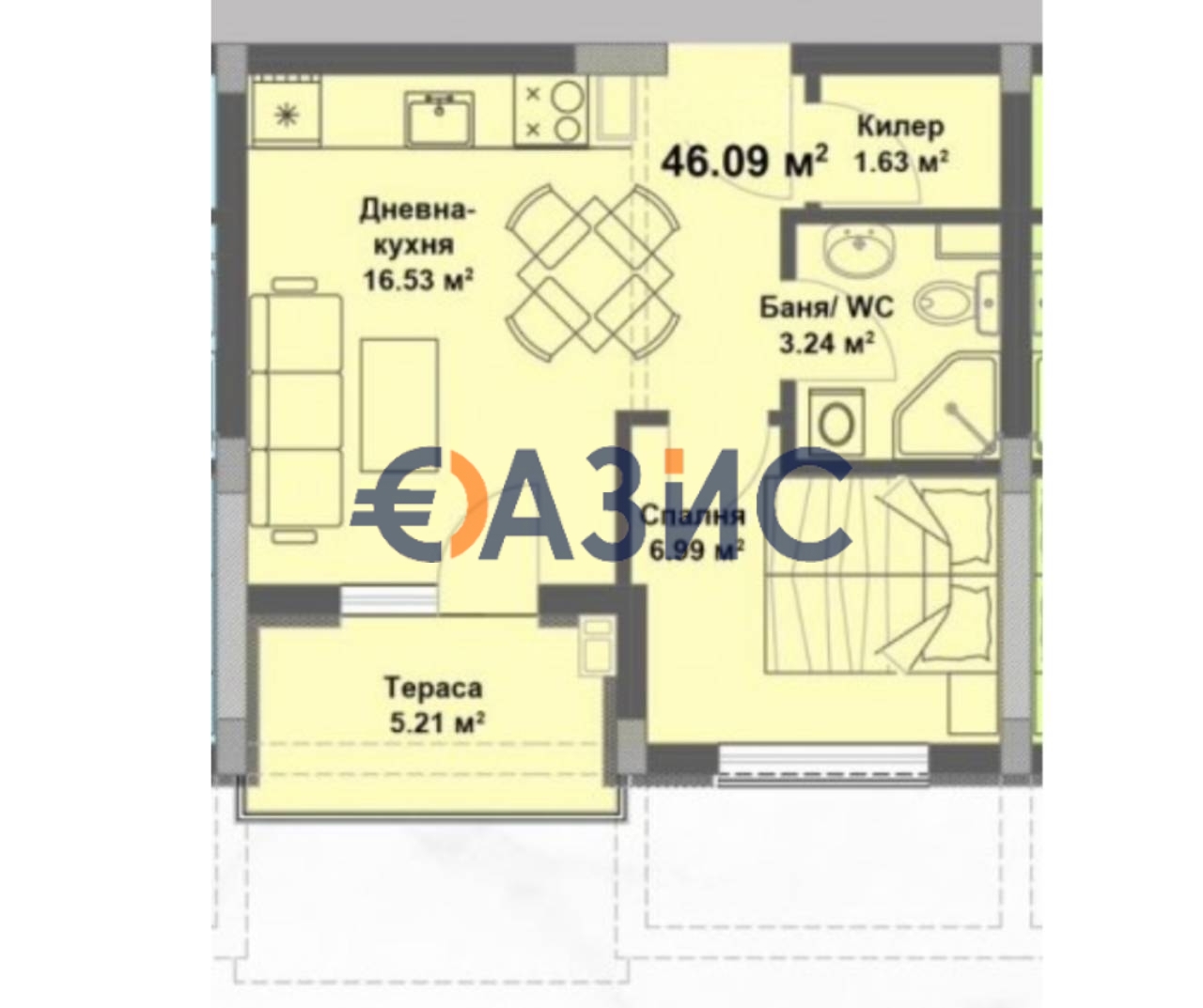 Апартаменты на Солнечном берегу, Болгария, 46 м² - фото 11