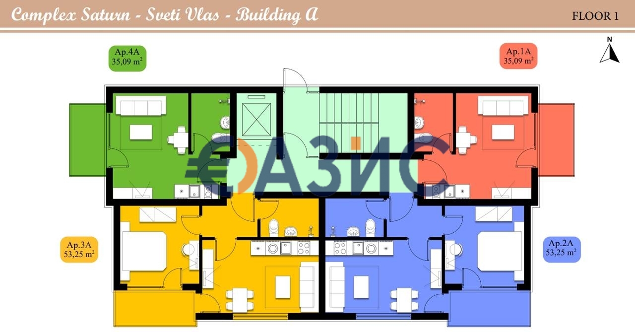Апартаменты в Святом Власе, Болгария, 35.1 м² - фото 15